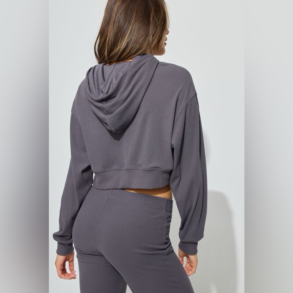 Sz US S Garage oversized Hoodie grey  Ribbed sleeves grey comes NWT - Picture 2 of 12